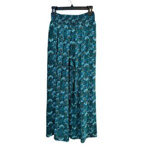 NWT XS Band Of The Free Floral Elise Deep Teal Aqua Wide Leg Palazzo Pants